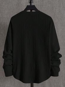 NEON BLANC 男士字母拼接細節長袖上衣，適合夏季與秋季，度假穿搭，父親節禮物，美式足球風格 - 黑色 - 查看 2