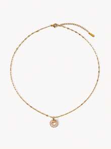 Opalesca 1Set Stainless Steel Chain Necklace & Earrings, Luxury Rhinestone Linked Design Personalized Banquet Jewelry Set, No Gift Box - Gold - View 4