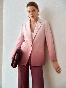 MOTF PREMIUM BLAZER WANITA MOTIF GRADASI POTONGAN LURUS - Berwarna merah muda - View 4