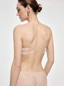 Bralution Women's Floral Lace Underwire Push-Up Strapless Bra And Panty Set - Apricot - View 8