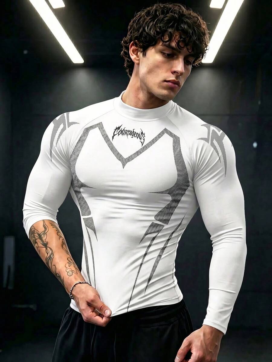 GymBeat Kaos Olahraga Lengan Panjang Slim Fit Pria dengan Motif Blok Warna - MultiWarna - View 1