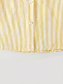 SHEIN 3件套黃色長袖條紋數位印花襯衫、黑色長褲、細肩帶背心，適合春夏戶外穿著 - 黑色 - 查看 8
