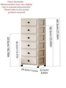 1pc Mobile Storage Cabinet With Hidden Wheels, Cream-Colored Living Room Storage Cabinet, Household Storage Cabinet With Drawers For Living Room, Kitchen, Bedroom Nightstand - Multicolor - View 2