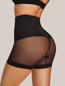 Barelissa Women's High Waist Patchwork Sheer Mesh Shapewear Bottom - Black - View 3