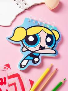 THE POWERPUFF GIRLS X SHEIN 60 Pages Cartoon Character Diary Handbook Pocket Book, Easy To Carry - C-Blue - View 1