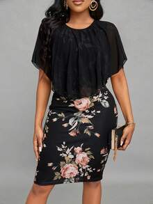 SHEIN Lady Women's Floral Print Colorblock Casual Daily Summer Dress Elegant Dresses For Womenwork Outfits For Women - Multicolor - View 4