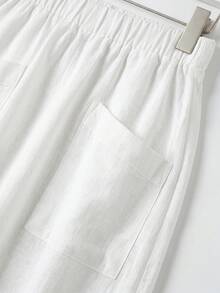 Rusticease 女款純色彈性腰休閒百搭日常裙 - 藍色 - 查看 4