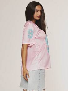 MUSERA Pink Graphic Printed Sports Jersey Summer Festival Vintage Party Vacation - Multicolor - View 4
