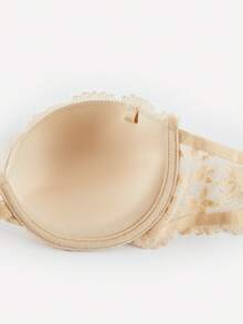 Bralution Women's Floral Lace Underwire Push-Up Strapless Bra And Panty Set - Apricot - View 11