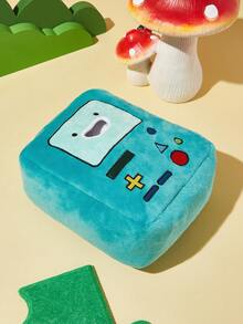 ADVENTURE TIME X SHEIN 1個裝毛絨卡通刺繡面紙盒，可愛3D設計，精緻刺繡，適用於居家、車內、辦公室，適合多種面紙尺寸 - 軍綠色 - 查看 2