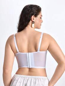Slumbrini Plus Size Women Lace Bra With Removable Shoulder Strap, Comfortable Non-Slip Underwear - White - View 3