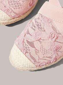 Styleloop 麻繩編織女款楔跟厚底鞋 度假風 BOHO 風 美式復古 波希米亞風 西部風 音樂節慶穿搭 - 粉色碎花網 - 查看 5