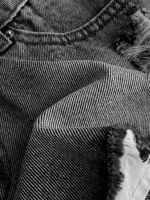 SHEIN 女款休閒做舊超低腰牛仔迷你短褲，附口袋 - 灰色 - 查看 7