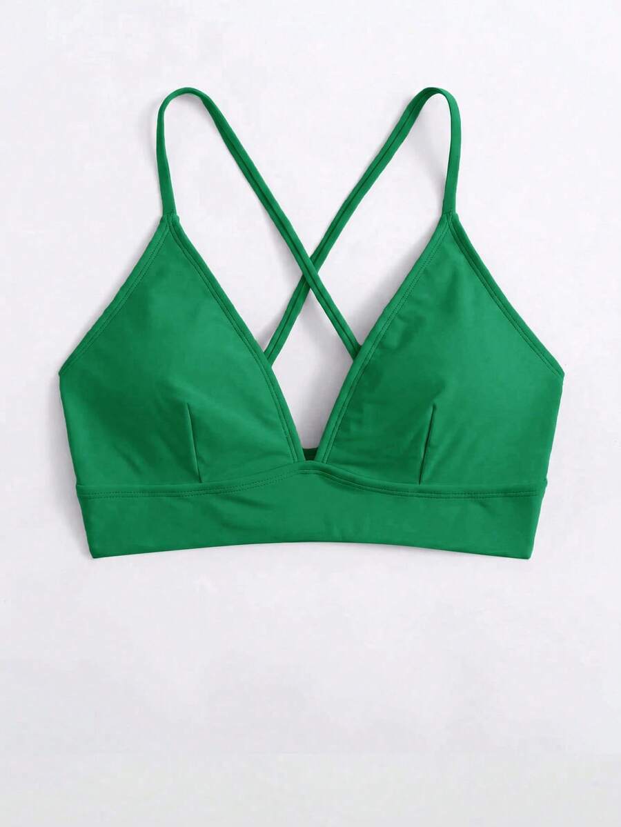 Swim Basics Atasan Bikini Wanita untuk Liburan Pantai Musim Panas dengan Tali Silang di Belakang - Hijau - View 1