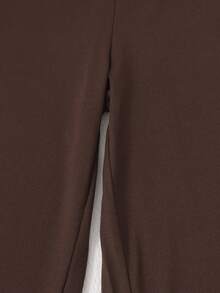 Tween Girls Solid Color Asymmetric Neck Sleeveless Wide Leg Jumpsuit Brown Back To School Style - Brown - View 6