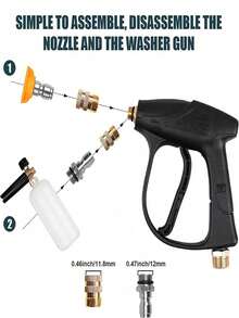 Pistol Semprot Tekanan Tinggi Multifungsi - Cocok untuk Mencuci Mobil dengan Tekanan Tinggi, Membersihkan Eksterior RV, Membersihkan Permukaan, dan Menyiram Tanaman di Kebun, Desain Gagang Panjang Ergonomis - View 2