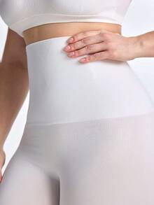 Slumbrini Plus Size High Waist Shaping Shorts, Seamless Tummy Control - White - View 9