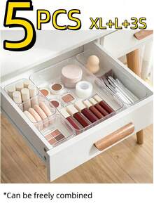 9pcs Minimalist Drawer Storage Boxes, Small Items Organizer Boxes, Makeup & Cosmetic Tools Storage Boxes, Drawer Organizers - Clear - View 15