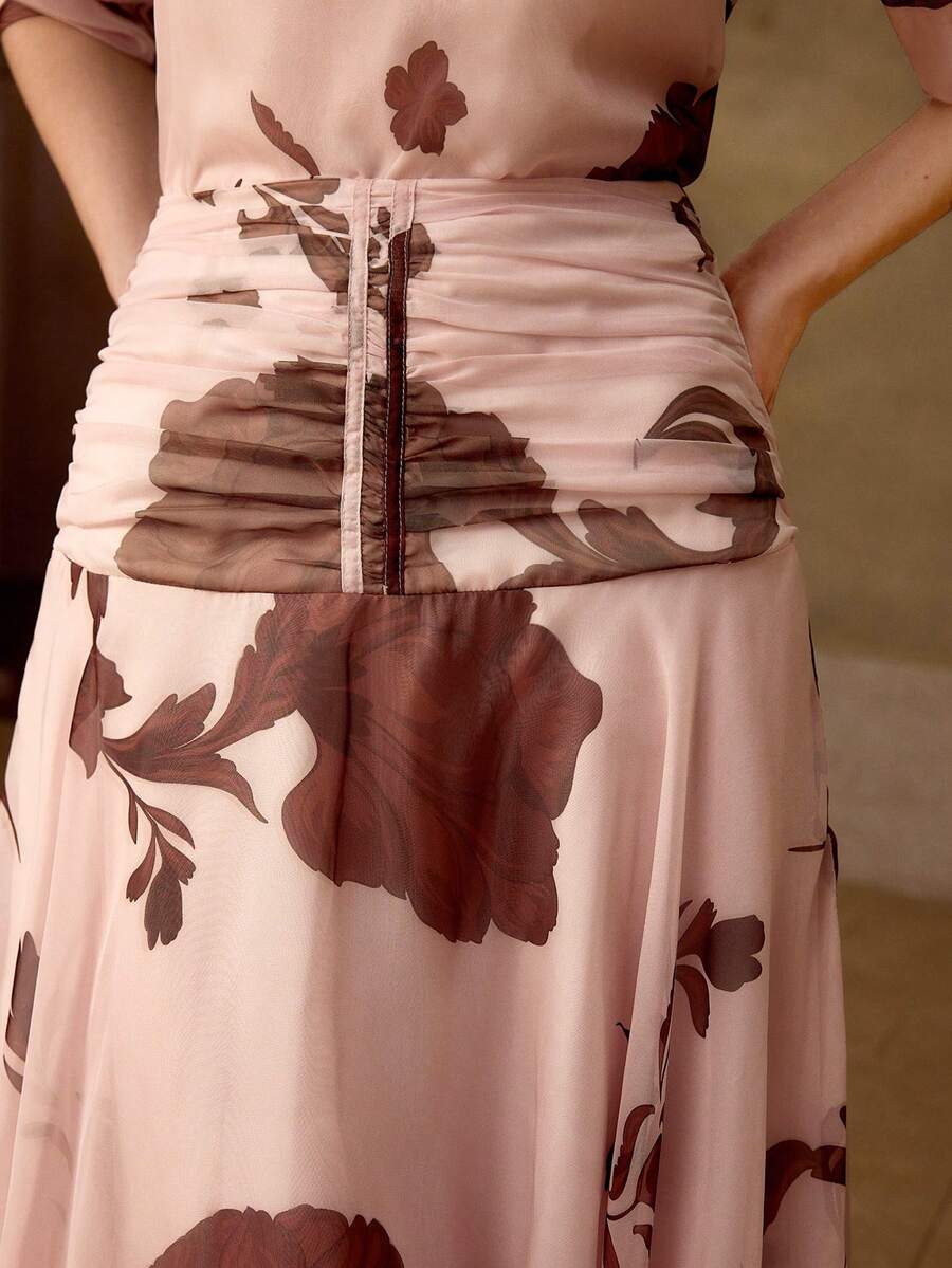 MOTF PREMIUM Damenrock mit Blumenmuster und asymmetrischem Saum - Verschiedenfarbig - Übersicht 2