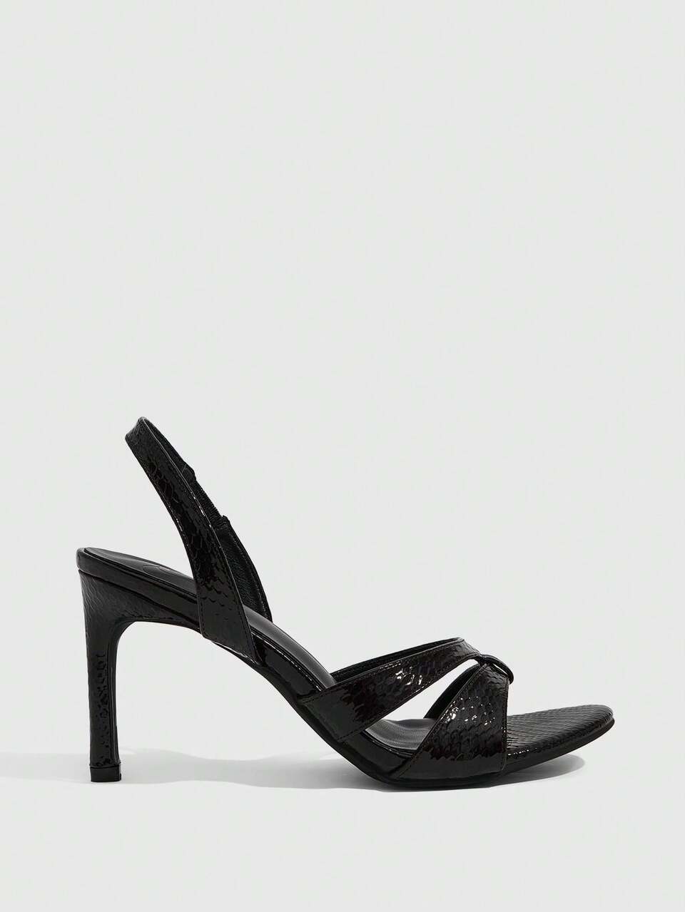 CUCCOO SZL Stylish Women's Black Snakeskin-Print Slingback High-Heeled Sandals For Summer