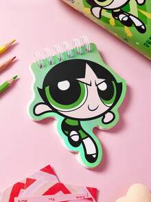 THE POWERPUFF GIRLS X SHEIN 60 Pages Cartoon Character Diary Handbook Pocket Book, Easy To Carry - C-Green - View 2
