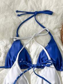 Swim Vcay Springbreak 女款海灘裝 夏季女裝 3件組 女士夏季純色細肩帶性感極簡風比基尼上衣 節慶波希米亞風 - 彩色 - 查看 4