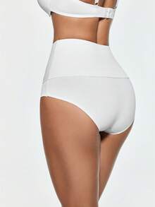 SHAPORA 女款純色高腰無縫塑形內褲 - 白色 - 查看 3