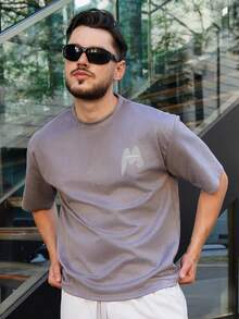 LEOGASHI LEOGASHI Men's Summer Fashionable Vintage American Style Short Sleeve T-Shirt, Emo, For Fall - Dark Grey - View 5