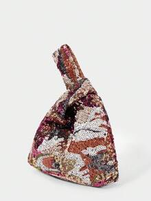 SHECARRY Ladies, Women Top Handle Bag, Evening Bag, Colorful Floral And Plant Sequins, Fashionable, Luxury, ,For Cocktail Party, Party, Prom, Club, Date, Birthday, Evening, Date Nigh, Banquet(Random Pattern) - Multicolor - View 2