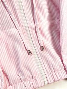 Franclia Women's Spring/Summer Thin Casual Versatile Long Sleeve Hooded Zip-Up Sun Protection Jacket - Pink - View 3
