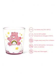 SHEIN X Care Bears 1個彩色卡通熊印花 11.50oz/340ml 玻璃杯，噴色蘇打石灰玻璃隨手杯，適用於水、果汁與調酒 - 無色 - 查看 3