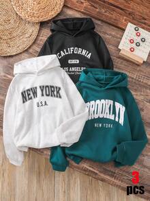 3er/Set Kaufe 2 Erhalte 1 Gratis Kinder Tween Jungen Lässiger Sport Kapuzenpullover, Schwarzer Pullover, Grüner Pullover, Grauer Pullover, Geeignet für Herbst/Winter, Schule, Familientreffen, Urlaub, Party, Herbst Outfit, Winter Outfit - Verschiedenfarbig - Übersicht 4