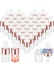 31/51/80PCS,2Ml Mini Glass Drip Bottle, Transparent Essential Oil Bottle, Small Tincture Sample Container, Travel Perfume Liquid Bottle With Cover - View 1