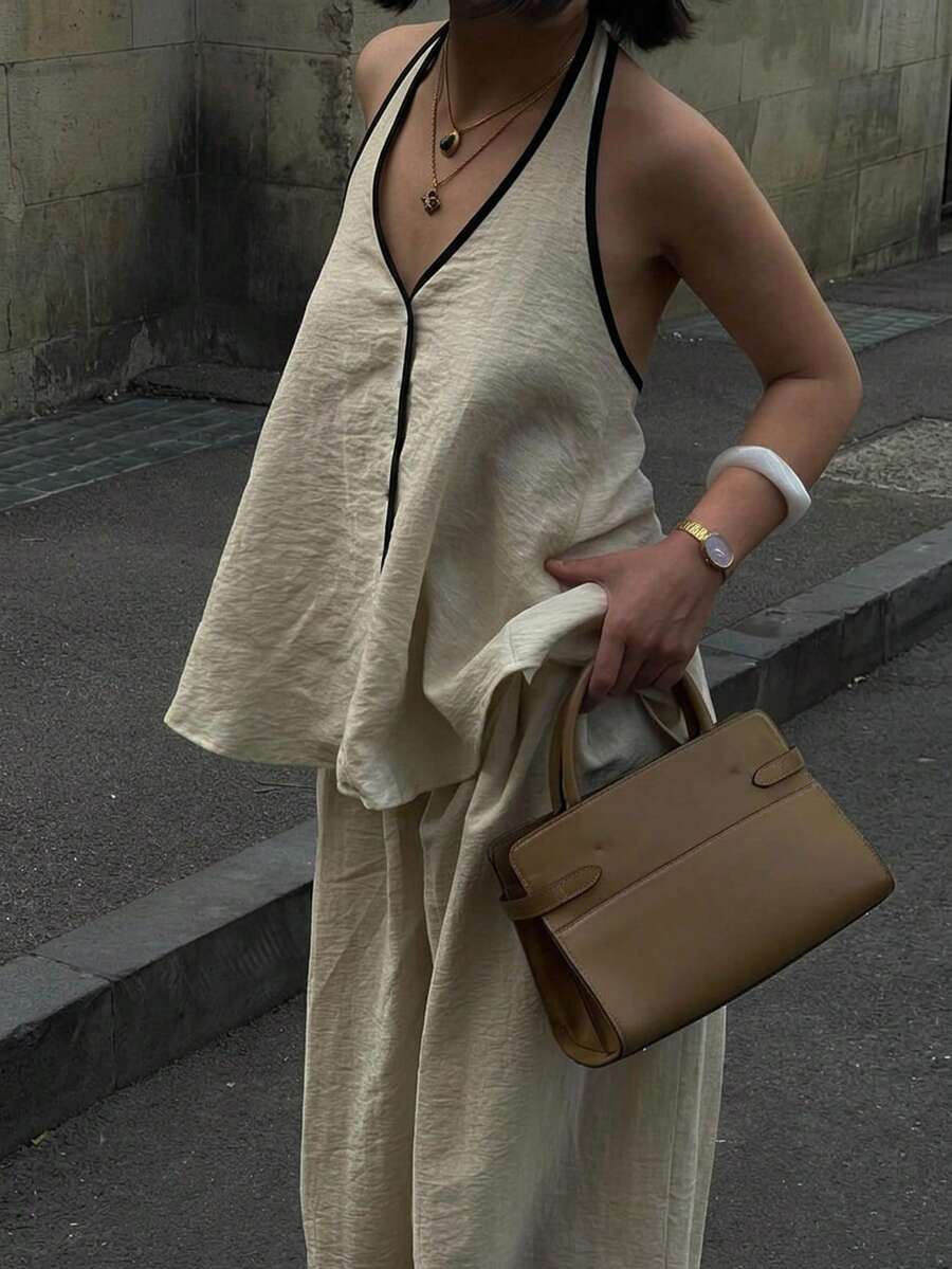 Firerie 女款修飾掛脖背心與長褲休閒兩件套