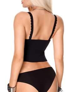AltBold Women's 2pcs Lace Patchwork Lingerie Set - Black - View 2