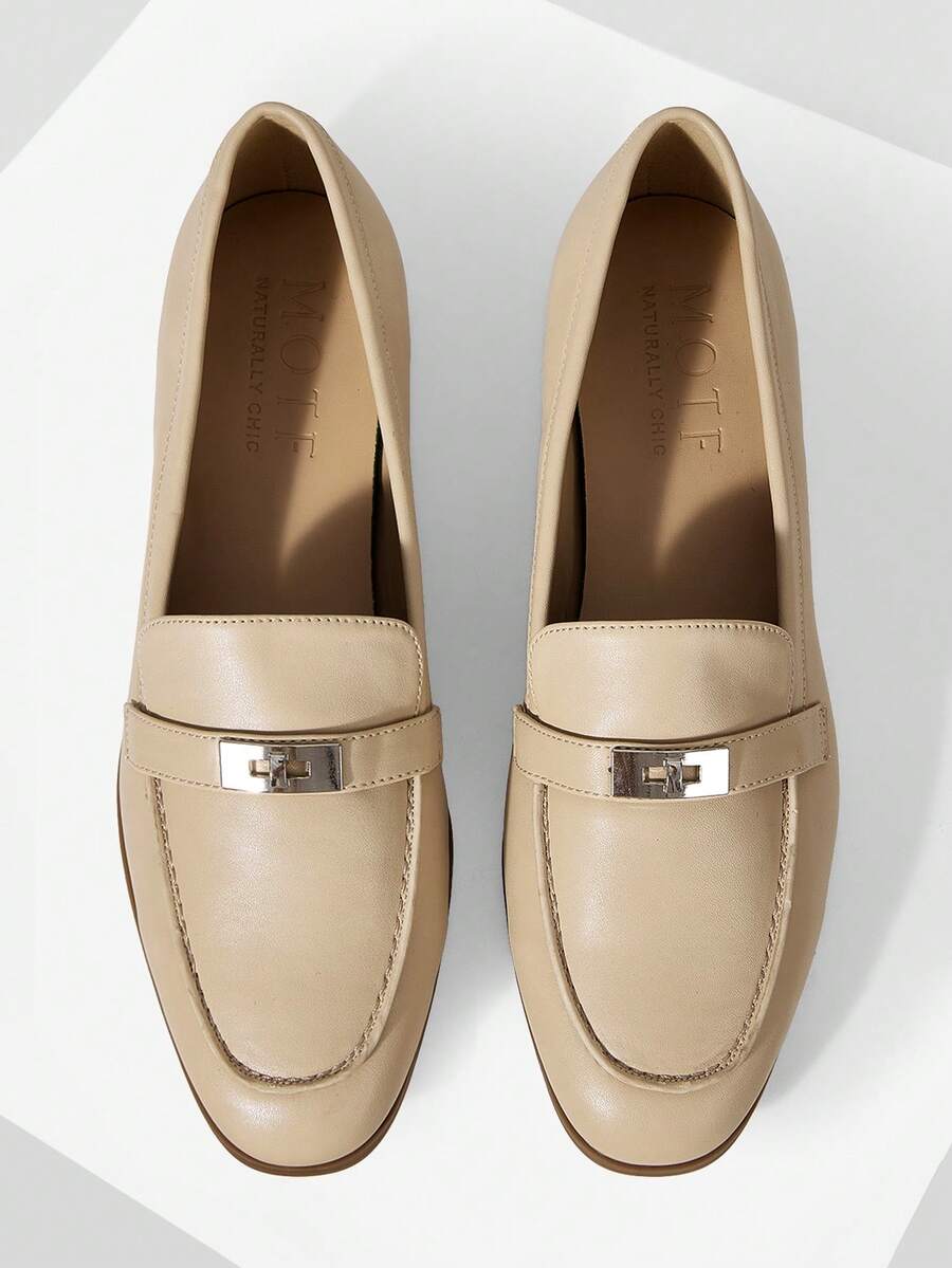MOTF WOMEN SUEDETTE METAL DECOR FLATS FOR CHRISTMAS SPRING SHOES - Apricot - View 1