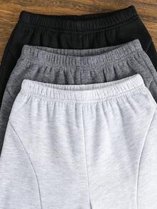 SHEIN 兒童3件組小男孩休閒可愛日常舒適經典黑白灰寬鬆直筒衛衣褲套裝，買2送1，適合外出、學校、聚會，秋冬開學季衣著 - 彩色 - 查看 6