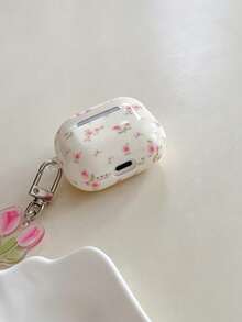 Dainty Pink Rose Floral Earphone Case With Tulip Pendant, Coquette Cover For Gen 1/2/3/4 & Pro Series - Multicolor - View 12