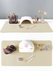 Waterproof And Durable Nail Art Table Mat, Made Of Waterproof And Soft PU Leather, Designed For Studio Tabletops And Foldable Nail Art Armrests. Ideal For Nail Artists In Salons And For Home Use. - pure white - View 5