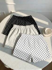 SHEIN EZwear 3件組舒適女款休閒短褲，梭織面料，適合日常穿著，迷彩印花短褲套裝 - 彩色 - 查看 2