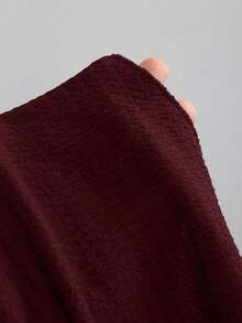 Sweetra Women's Solid Color Metal Decor Pleated Bandeau Top And Long Pants Casual Daily 2-Piece Set - Burgundy - View 4
