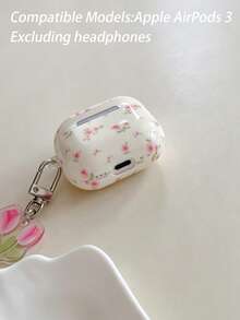 Dainty Pink Rose Floral Earphone Case With Tulip Pendant, Coquette Cover For Gen 1/2/3/4 & Pro Series - Multicolor - View 18