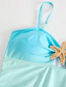 Swim Oasis 2件組女款春夏定位印花細肩帶海星裝飾長洋裝與連身泳衣套裝 - 彩色 - 查看 6