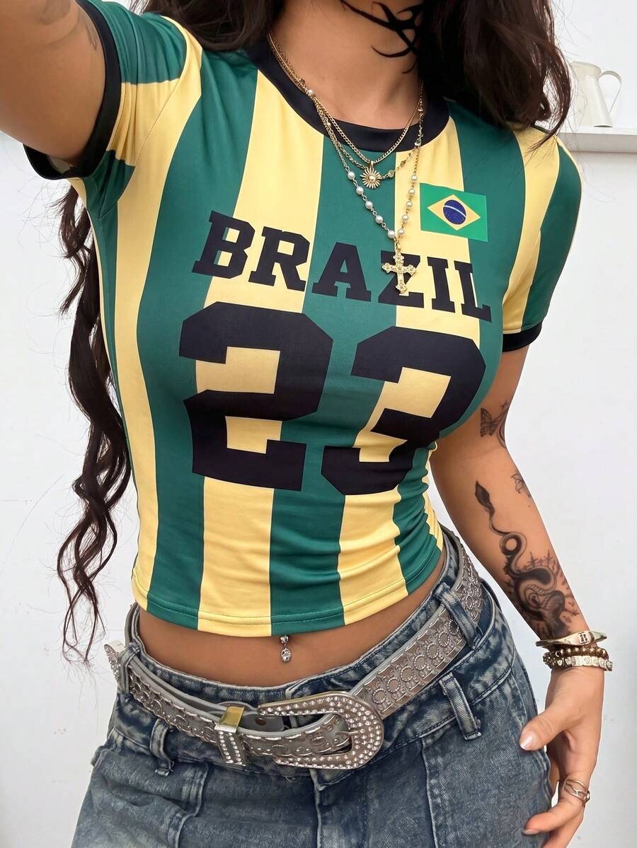 Coolane 女款夏季街頭風酷感籃球球衣設計字母印花白色上衣 巴西版