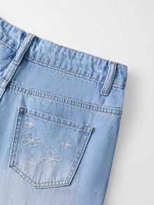 GlowEve Women's Casual Washed Embroidered Denim Long Pants - Light Wash - View 6