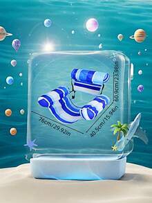 1pc Floating Pool Lounge Chair, Adult Inflatable Pool Hammock Chair, Pool Floating Bed Chair, Floating Pool Sofa With Blue Floral Pattern, Suitable For Summer Pool Party - multicolor - View 3