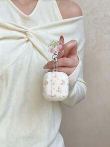 Dainty Pink Rose Floral Earphone Case With Tulip Pendant, Coquette Cover For Gen 1/2/3/4 & Pro Series - Multicolor - View 6