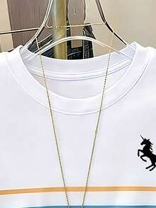 Resyla Women's Colorful Striped Crew Neck Short Sleeve T-Shirt - White - View 3