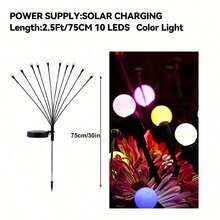 Solar Garden Lights, 1pc 6/8/10LED Solar Outdoor Swaying Lights, Waterproof Firefly Lights For Patio Pathway Outdoor Decor, Premium Bulb Base&Vary In Lenth - multicolor - View 8