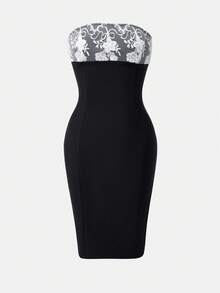 Nuvra Women's Lace Trim Black Sexy Waist Cinched Long Evening Dress - Black - View 7